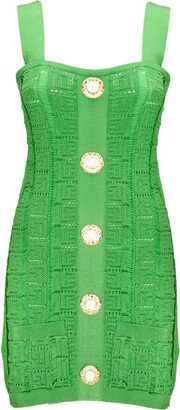 Button Embellished Slim Fit Dress