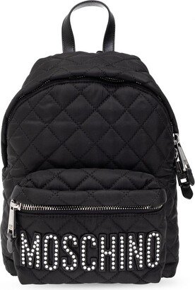 Logo-Embellished Zip-Up Quilted Backpack