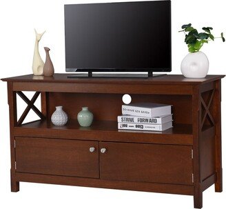 Tangkula TV Free Standing Wooden Cabinet Console Media Organizer for Home Brown