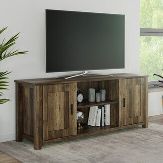 65-inch TV Stand with 2 Doors, Adjustable Media Console Shelves, and Cable Management, Brown Woodgrain