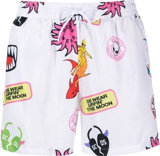 Graphic-Print Swim Shorts-AW