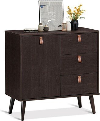 Sideboard Entryway Console Table w/ Display Cabinet Brown Home