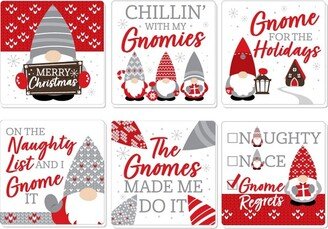 Big Dot of Happiness Christmas Gnomes - Funny Holiday Party Decorations - Drink Coasters - Set of 6-AA