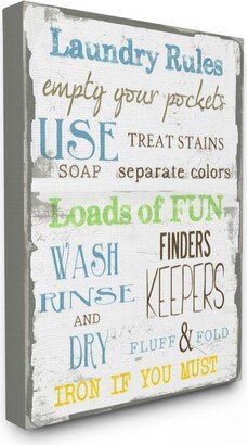 Home Decor Laundry Rules Typography Bathroom Canvas Wall Art, 30 x 40