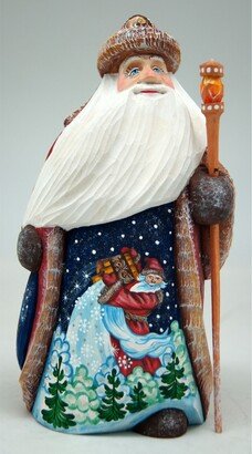 G.DeBrekht Woodcarved and Hand Painted Special Delivery Santa Figurine