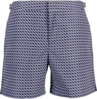 Geometric-Pattern Swim Shorts