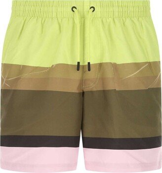 Color Block Drawstring Swim Shorts-AA