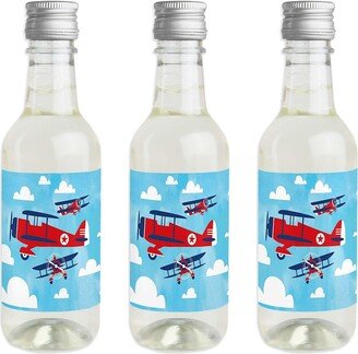 Big Dot Of Happiness Taking Flight - Airplane - Mini Wine Bottle Stickers - Party Favor Gift 16 Ct