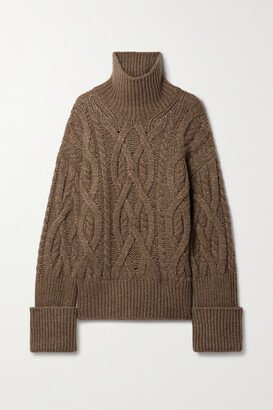 Zola Aran Cable-knit Wool-blend Turtleneck Sweater - Brown
