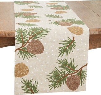 Saro Lifestyle Woodland Pinecones Table Runner, 16