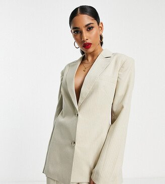 4th & Reckless Petite twist back tailored blazer in beige - part of a set