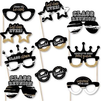 Big Dot of Happiness Reunited Glasses - Paper Card Stock School Class Reunion Party Photo Booth Props Kit - 10 Count