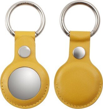 Insten Genuine Leather Case & Keychain Ring Compatible with AirTag / Air Tag, Accessories Holder, Yellow