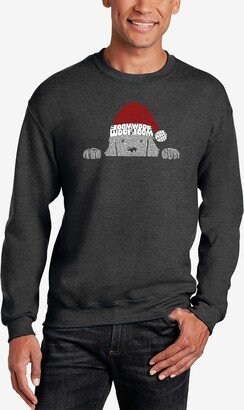 Men's Christmas Peeking Dog Word Art Crewneck Sweatshirt