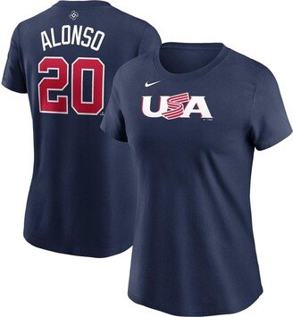 Women's Pete Alonso Navy Usa Baseball 2023 World Baseball Classic Name and Number T-shirt