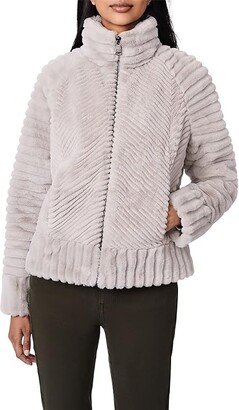 Bernardo Fashions Grooved Faux Fur Topper (Powder Grey) Women's Clothing