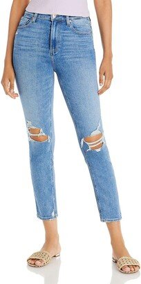 Womens Distressed High-Waist Slim Jeans