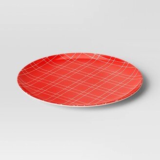 10 Christmas Melamine Plaid Dinner Plate Red - Wondershop™