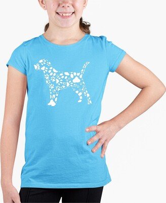 Big Girl's Word Art T-shirt - Dog Paw Prints