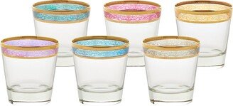 Double Old Fashion Melania Collection Glass, Set of 6, Multicolored