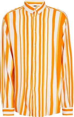 Viscose Striped Over-size Shirt Shirt Orange