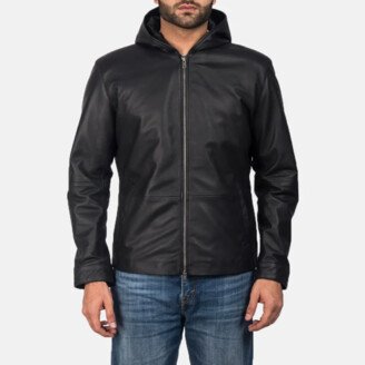 Andy Matte Black Hooded Leather Jacket