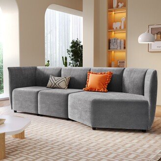 EDWINRAY Stylish Sectioanl Modular Sofa Set with Adjustable Backrest, Gray