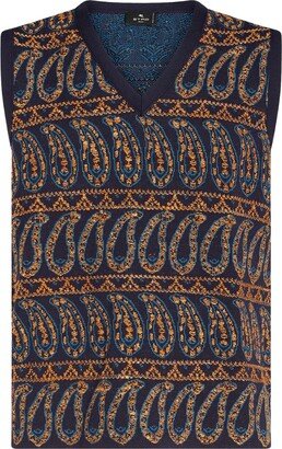 Intarsia-Knitted Sleeveless Jumper