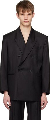 Youth Black Oversized Double-Breasted Blazer