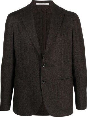 Herringbone-Pattern Single-Breasted Blazer-AA