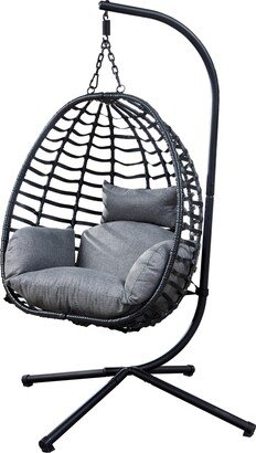 Outdoor Wicker Swing Chair With Stand for Balcony