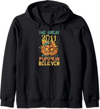 Spooky 2011 Halloween Greatness The Great 2011 Pumpkin Believer Halloween Era Zip Hoodie