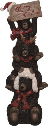 Resin 13.25 in. Multicolor Christmas Bear Stack Figurine