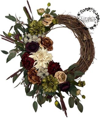 Fall Wreath For Door Wreath, Floral Autumn Thanksgiving Halloween