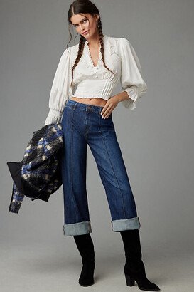 Cuff Crop High-Rise Straight-Leg Jeans