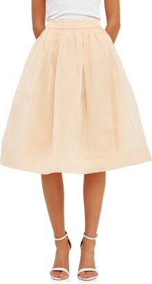 Organza Fit & Flare Midi Skirt