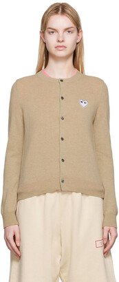 Beige Heart Patch Cardigan