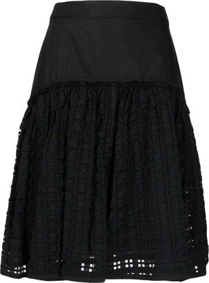 Shirred Taffeta Midi Skirt