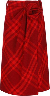 Checked Ruched Midi Skirt