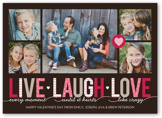 Valentine's Day Cards: Live Laugh Love Valentine's Card, Brown, Matte, Signature Smooth Cardstock, Square