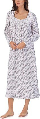 Long Sleeve Long Gown (White Floral) Women's Pajama
