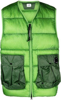 Lens-detail zip-up quilted gilet