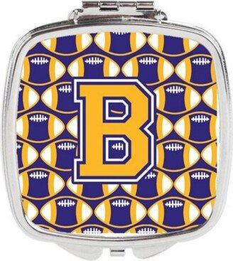 CJ1064-BSCM Letter B Football Purple & Gold Compact Mirror