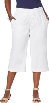 Jessica London Women's Plus Size Wide-Leg Crop Chambray Pants, 28 W - White