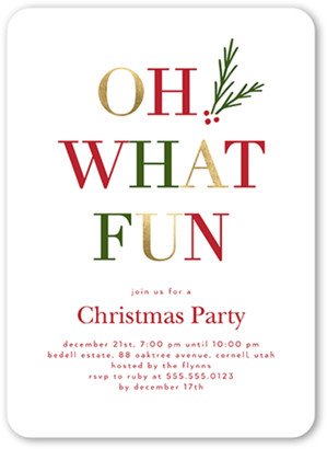 Holiday Invitations: Elegant Fun Holiday Invitation, White, 5X7, Standard Smooth Cardstock, Rounded