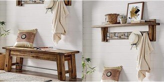 Durango 60 L Wood Entryway/Dining Bench & Durango 60 L Industrial Wood Coat Hook Entryway Shelf