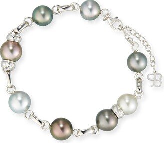 Multicolor Tahitian Pearl Station Bracelet with Diamonds