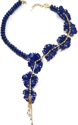 Affinity 20K Carved Lapis Necklace w/ Diamonds