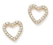 Diamond Heart Stud Earrings in 14K Yellow Gold, .20 ct. t.w.- 100% Exclusive