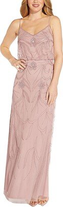 Plus Womens Blouson Maxi Evening Dress